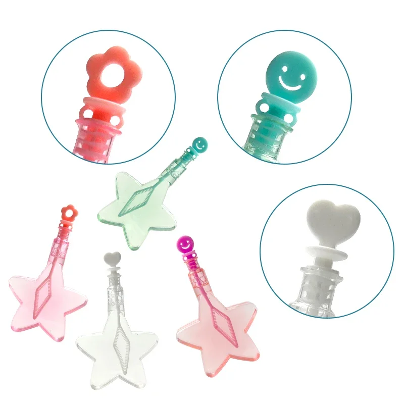 Pentagrama portátil con palo de burbuja, juguete de burbujas, juegos al aire libre, juguetes para niños, regalo de cumpleaños y vacaciones con burbujas de agua