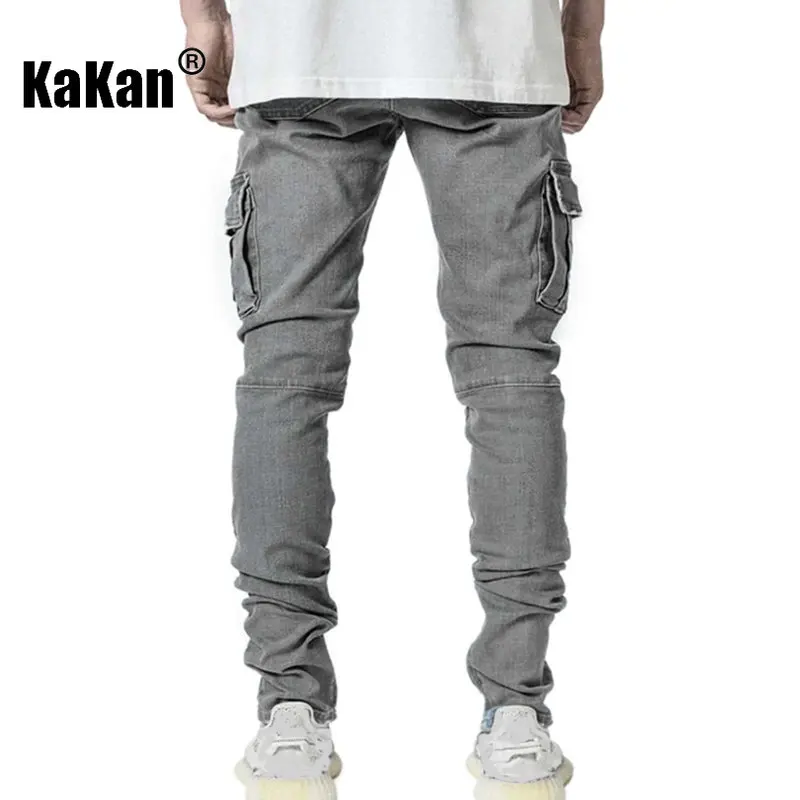 Kakan - High-end Slim Elastic Multi-pocket Leg Jeans, New Skinny Jeans K016-MGD8 In Europe and America