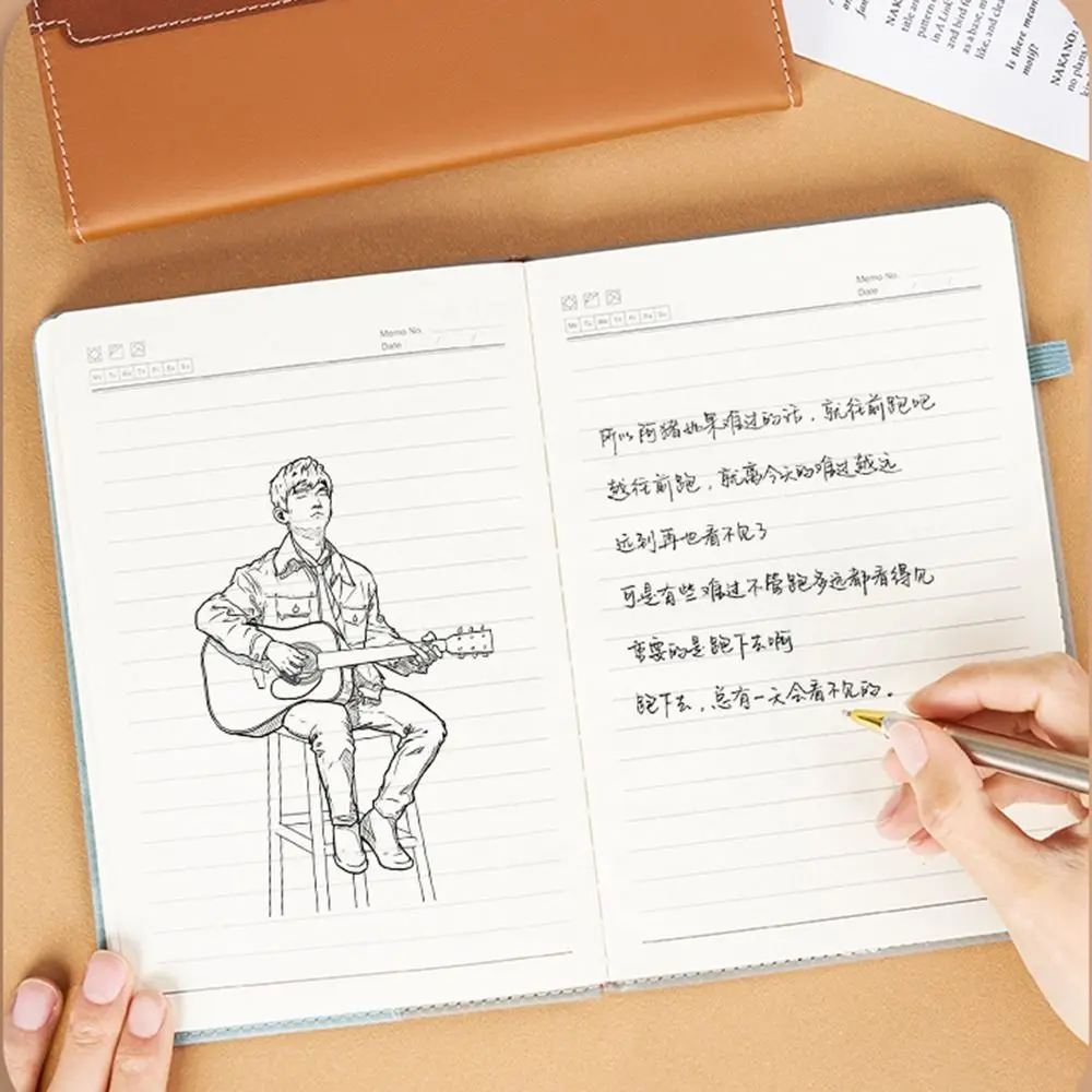 غطاء جلد PU دفتر ملاحظات A5 بخط أفقي سميك دفتر مكتب الأعمال مقاوم للماء دفاتر الملاحظات الطلابية المقاومة للاهتراء #1