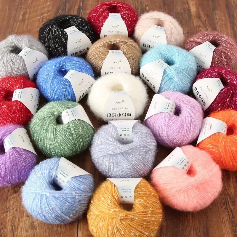 30g Pearl Mohair Yarn DIY Handmade Thick Thread Mohair Scarf Thread  Baby Scarf Hat Doll Soft Line Crochet Yarn