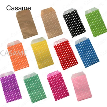 50 pçs pequeno saco bolsa mini dot kraft sacos de papel festa de casamento convite cartões de papel saco de presente