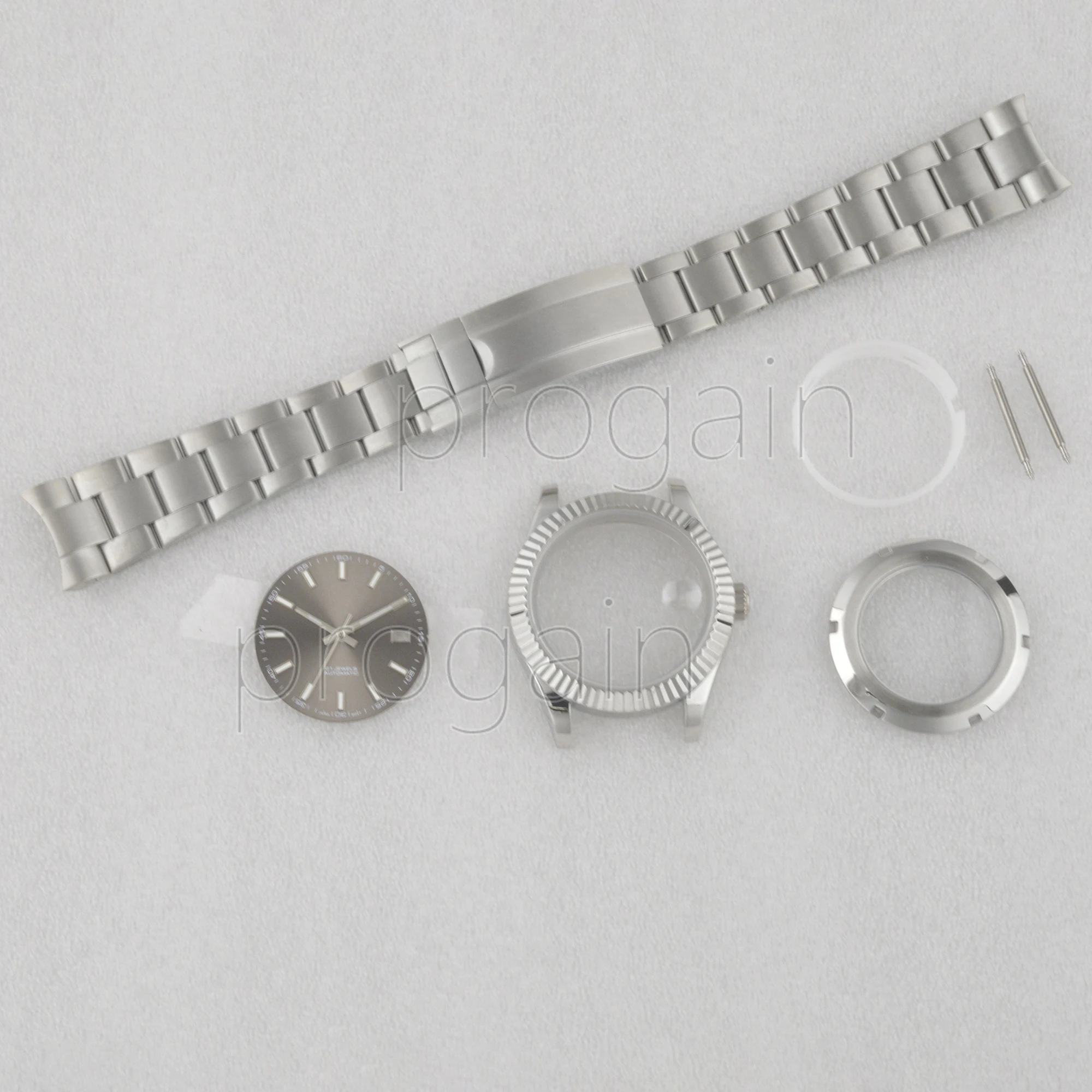 NH35 Watch Case 41MM Datejust 31MM Dial 20MM Strap Luminous Hands Pointers Silvery Waterproof Watch Parts for NH36 Movement Mod