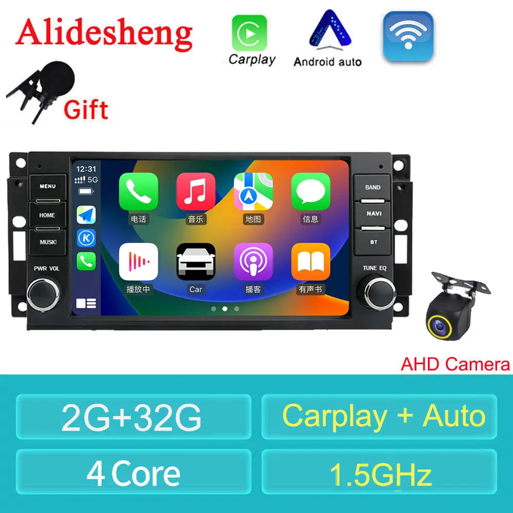 

new 2 Din 7" Android Carplay Car Radio for Challenger Jeep Wrangler JK Chrysler Multimedia Player 2Din GPS Auto Stereo DVD
