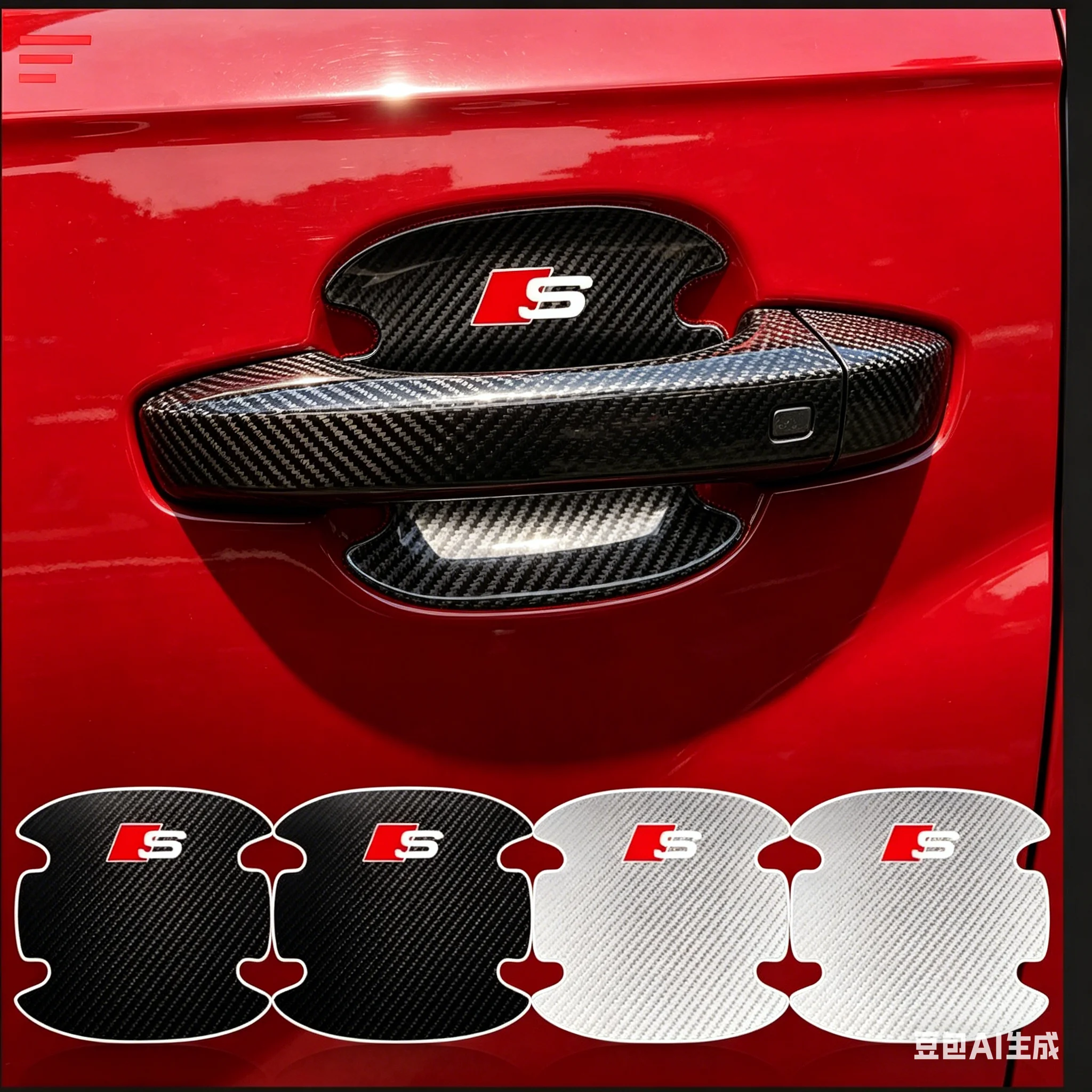 4PCS Car Door Handle Protection 3D Sticker Emblem Styling For Audi B6 B7 B8 B9 A3 8P 8V A4 A6 C6 C5 Q2 Q3 Q5 Q7 Q8 TT TTS Q2L