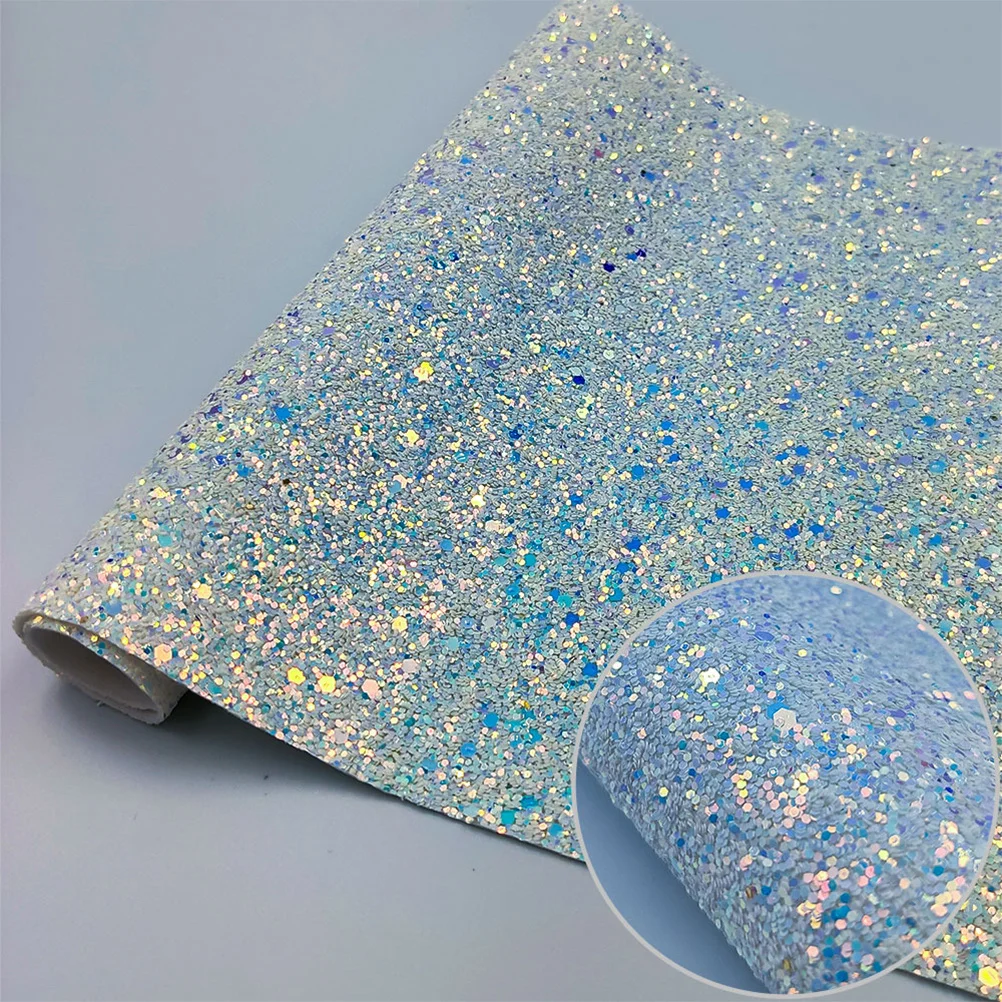 

8pcs Holographic Coarse Glitter Sheet Shiny Faux Material For Diy Crafts Hair Accessories Decor Printed Premium