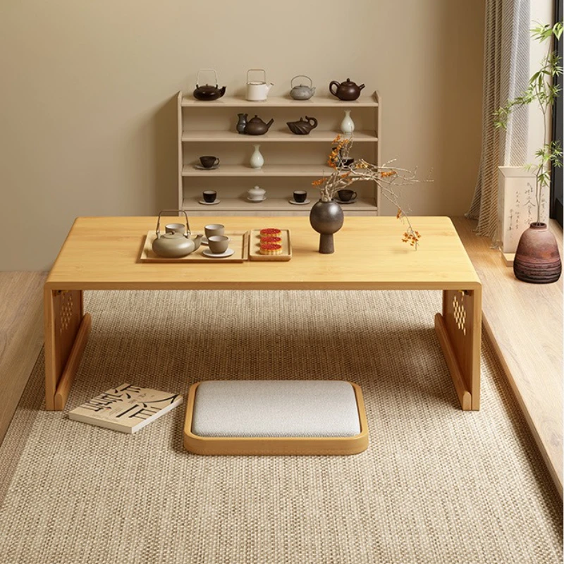 طاولات شاي يابانية قابلة للطي على الأرض من حصير التاتامي لـ Windowsill Zen طاولة طعام منخفضة المستوى وأثاث منزلي من الخيزران #3