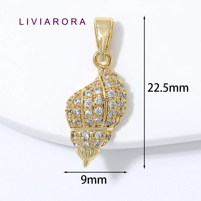 1/2/3Pcs 18K Gold Plated Brass Sea Snail Pendant For Jewelry Making,Zircon Ocean Theme Charms For DIY Jewelry Making Findings