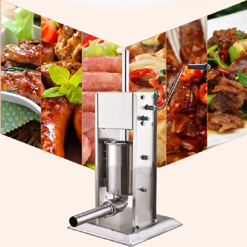 Commercial Manual Stainless Steel Hand-Cranked Sausage Stuffer Meat Filler Maker Machine