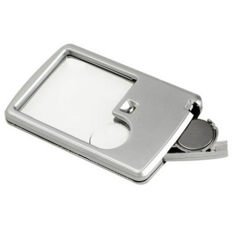 Credit Card Led Magnifier Loupe with Light Leather Case Magnifying Glass Ultra-Thin Portable Square with LED Light Reading Tools