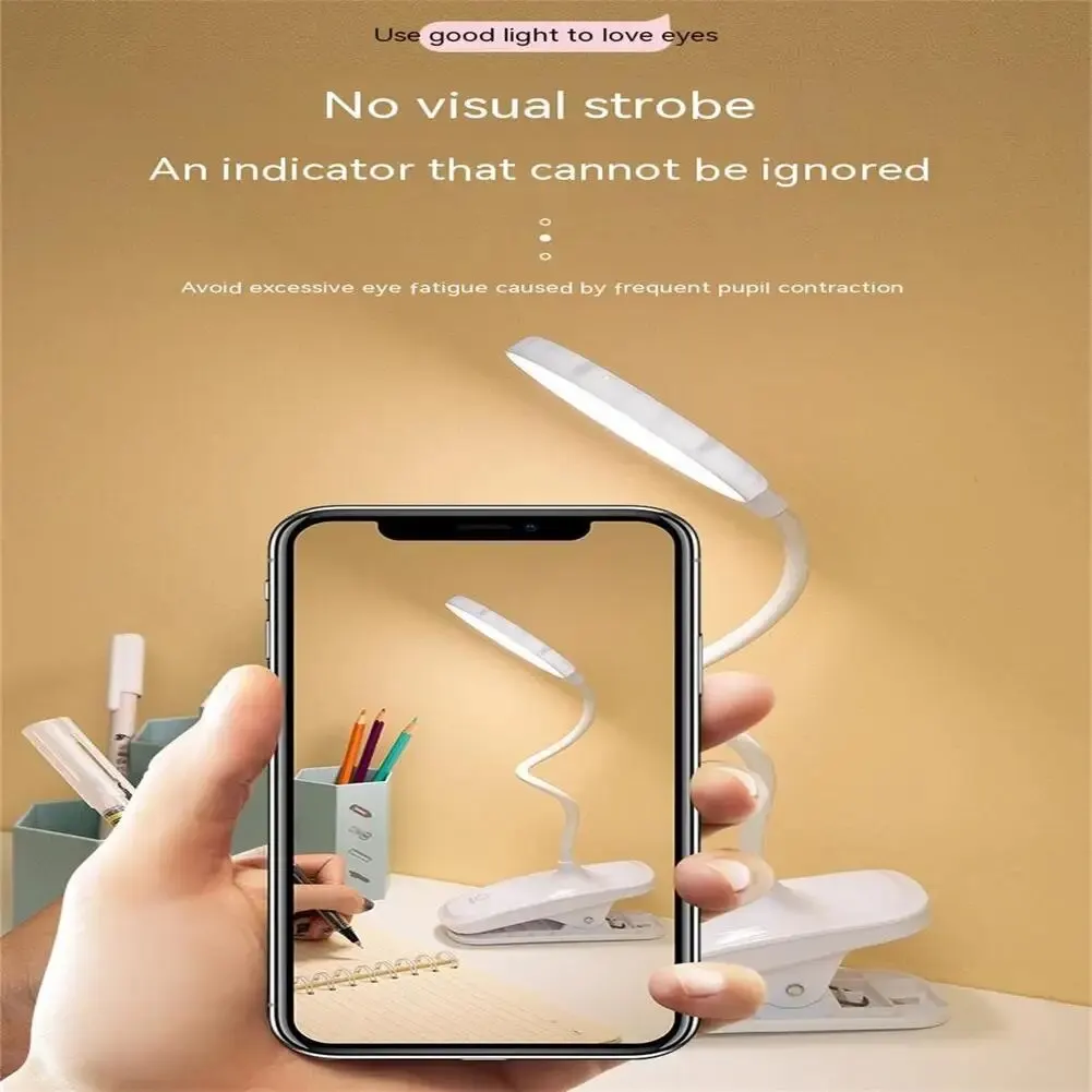 Led Desk Lamps With Clip 3 Modes Dimming Eye Protection Usb Rechargeable Table Lamp Night Lights