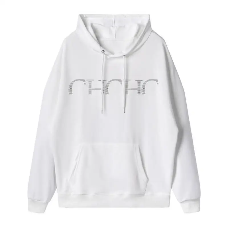

CH Drop Shoulder Hoodie CHCH Embroidery Detail Soft Cotton Blend Fabric Relaxed Fit Multiple Colors Daily Loungewear