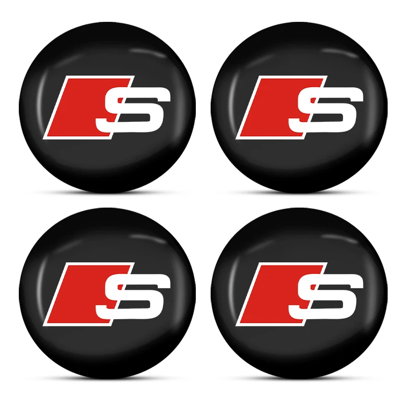 56mm Car Wheel Center Hub Cap Emblem Decal Wheel Sticker Car Styling For Audi S Line  A5 C6 C5 A1 A7 Q2 Q3 TT B5 B6 A3 8P 8V 8L