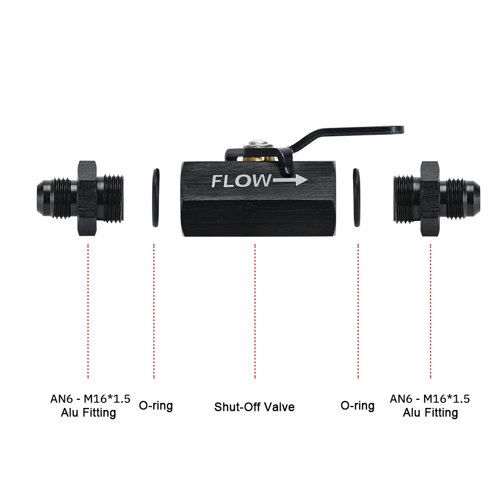 VR - AN6 AN8 AN10 Aluminum Inline Fuel Filter Shut Off Valve Cut Off Valve Fitting w/ Cable Lever 1Pcs