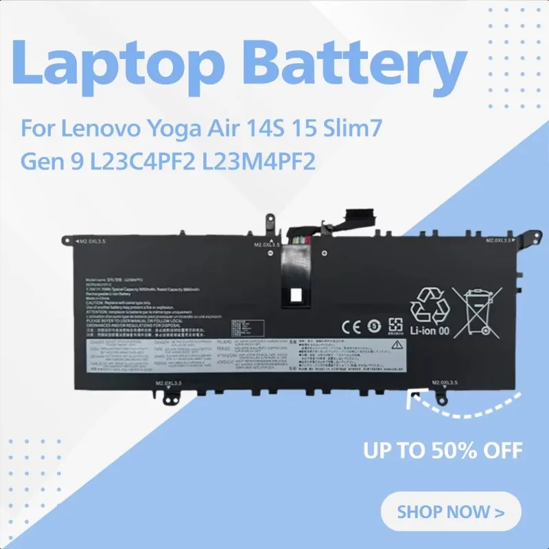 

For Lenovo Yoga Air 14S 15 Slim7 Gen 9 L23C4PF2 L23M4PF2 Laptop Battery