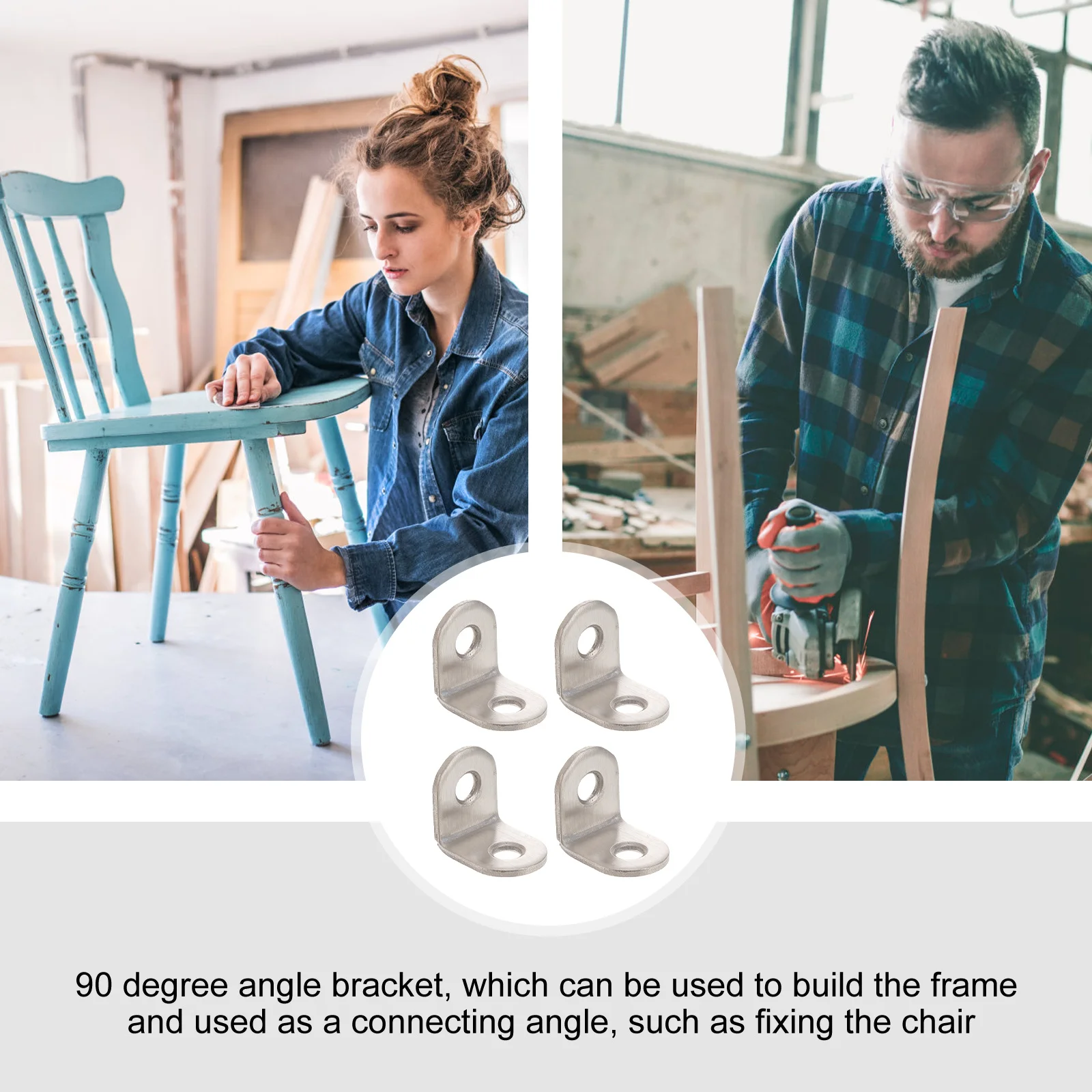 

20pcs Stainless Steel Corner Brackets 20X20X1.6Mm Silver L Shape Right Angle Bracket 90 Degree Metal Fastener For Wood Furniture