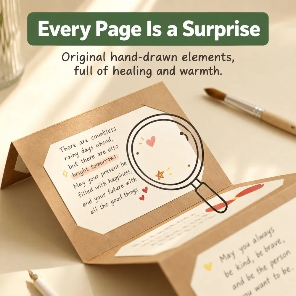 Durable Kraft Paper Accordion Book Pull-Out Blank Accordion Scrapbook DIY Handmade Foldable Accordion Card Valentine's Day