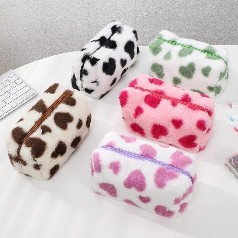 Fashion Small Cosmetic Bag Cute Plush Makeup Organizer Pouch Kawaii Pencil Case Bags Travel Coin Purse Household Storage