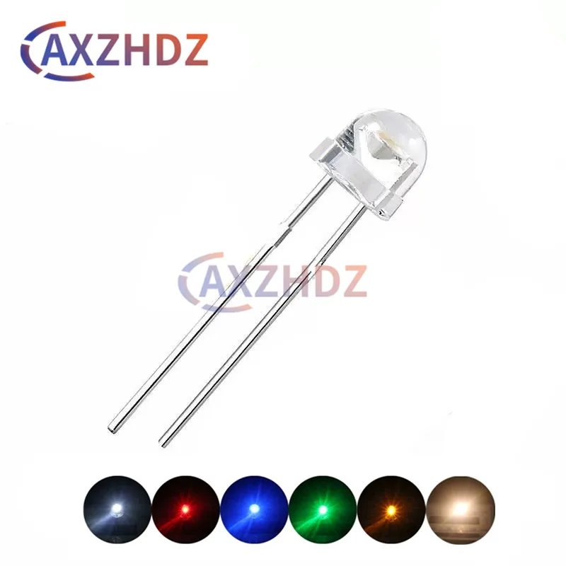 100PCS LED 5mm Straw Hat Emitting Diode Micro Indicator Warm White Red Green Blue Yellow Orange UV Pink RGB Flashing DIY Bulb