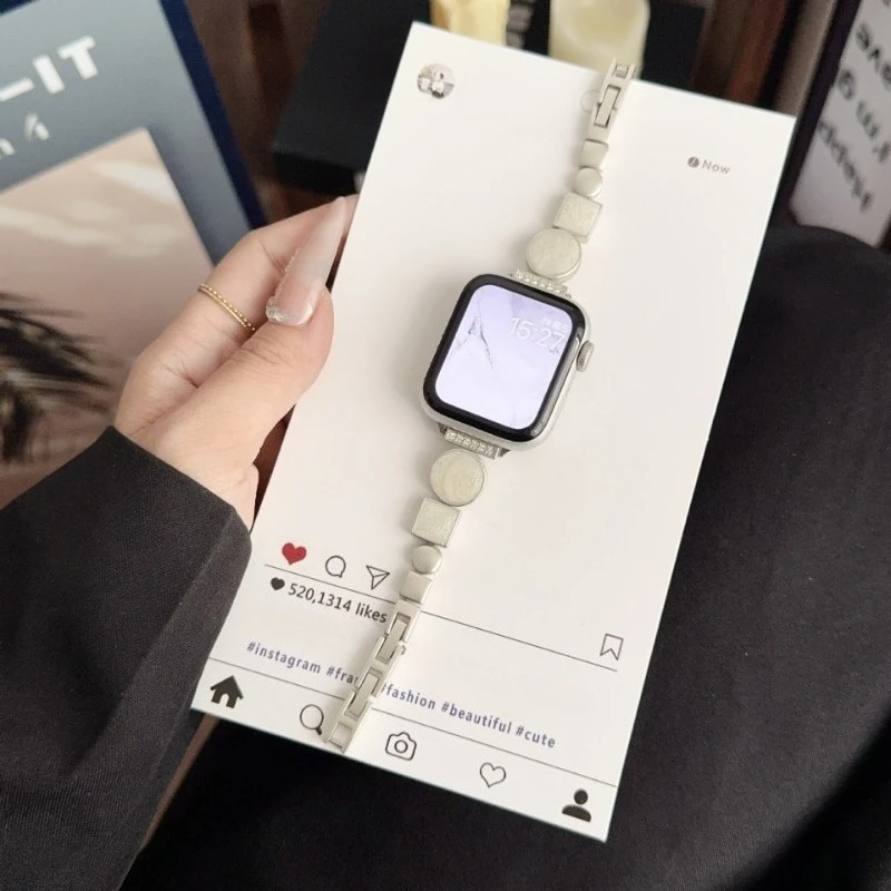 For Apple Watch Band S10 S11 42mm 49mm Irregular Metal Chain Strap Fashion Accessory