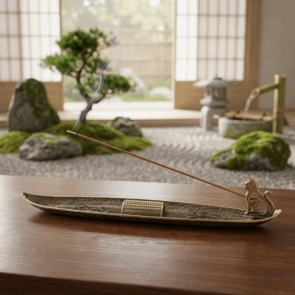 Metal Cat Whispers Incense Tray Chic Style Traditional Incense Holder Zen Style Sturdy Incense Burner Tray Outdoor Camping