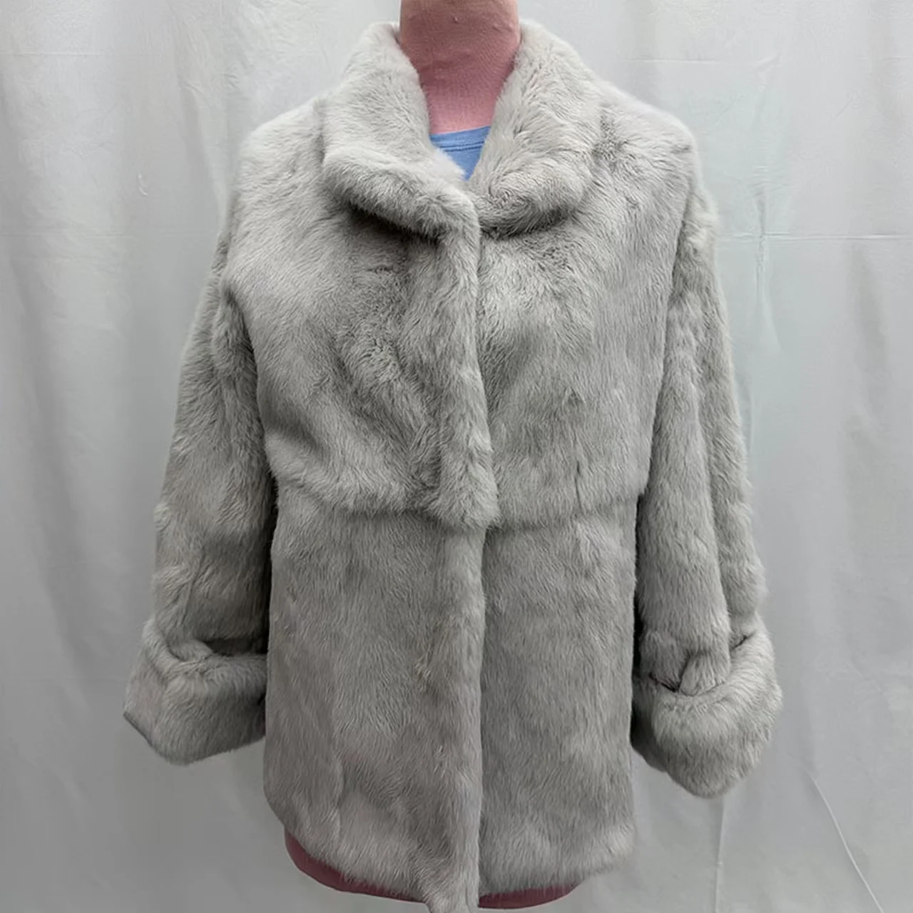 Real Rabbit Fur Coats for Women,Europe and America Jackets,Turn-down Collar Overcoat,Female Clothes,New,Autumn and Winter