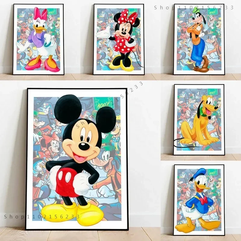 Pintura en lienzo de Mickey Mouse y Pato Donald de cómics de Disney, arte de pared, decoración del hogar, póster e imágenes impresas, decoración para habitación de niños