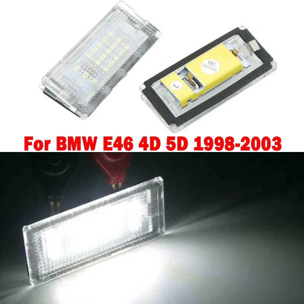 

2Pcs LED Tail Number License Number Plate Light Xenon Canbus White Waterproof For BMW E46 4D 5D 1998 1999 2000 2001 2002 2003