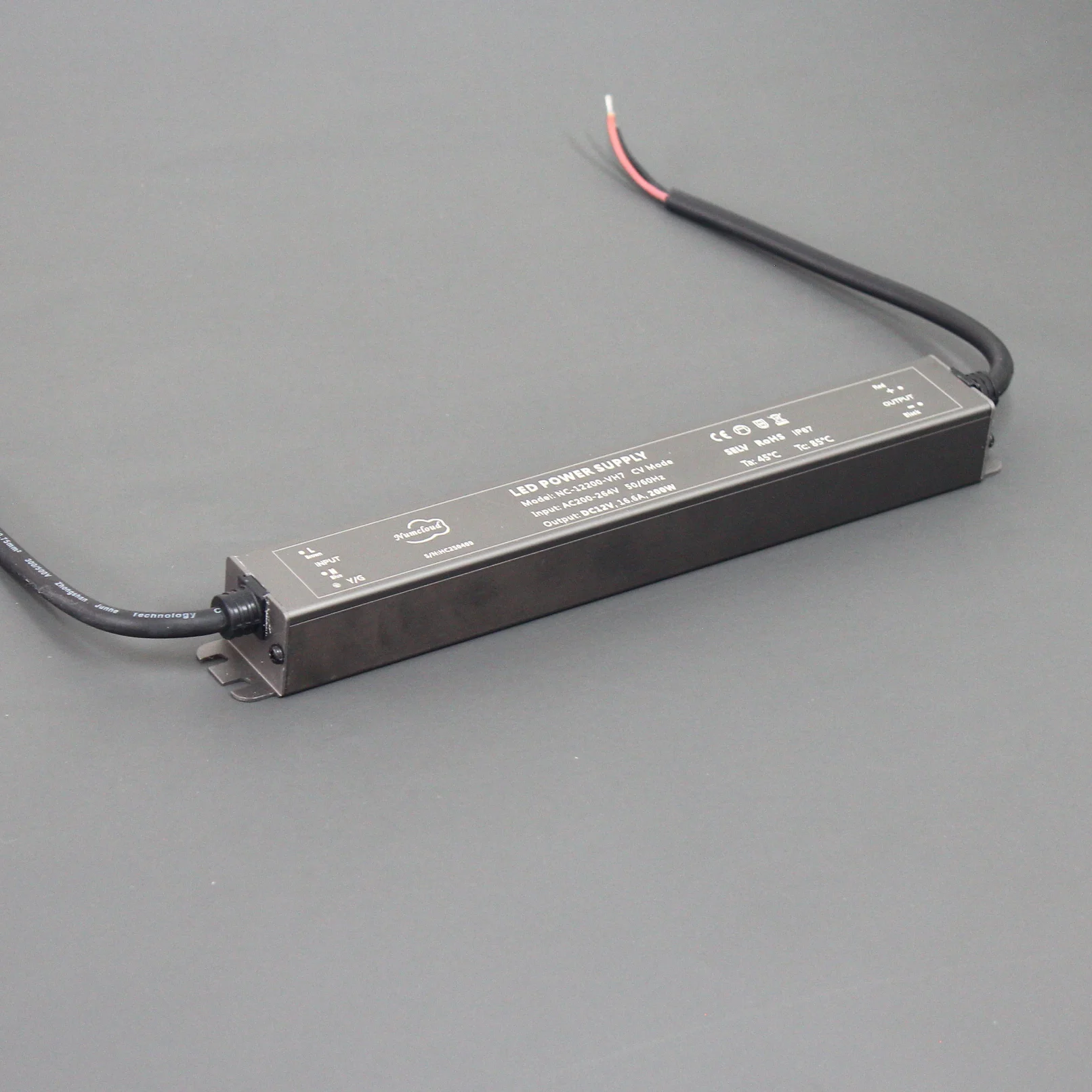 C.V DC12V/24V 200W slim LED driver switching power supply lighting transformer waterproof IP67 universal AC