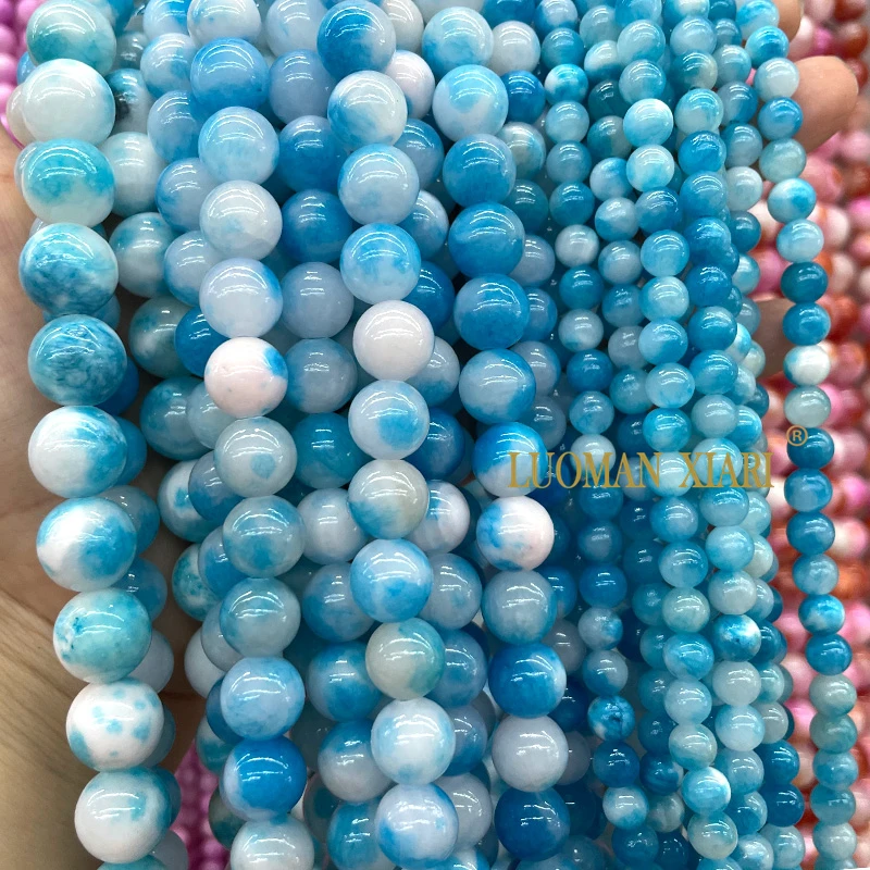 Natural Multicolor Persian Jade Stone Beads Loose Round Spacer Beads for Jewelry Making DIY Bracelet Accessories 15\'\' 6 -12MM