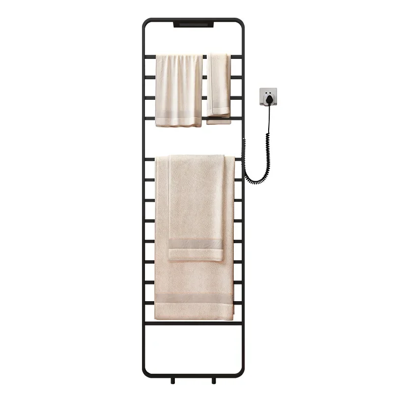 

Customized floor mounted electric towel rack, bathroom carbon fiber stainless steel electric heating and drying rack, multi-laye