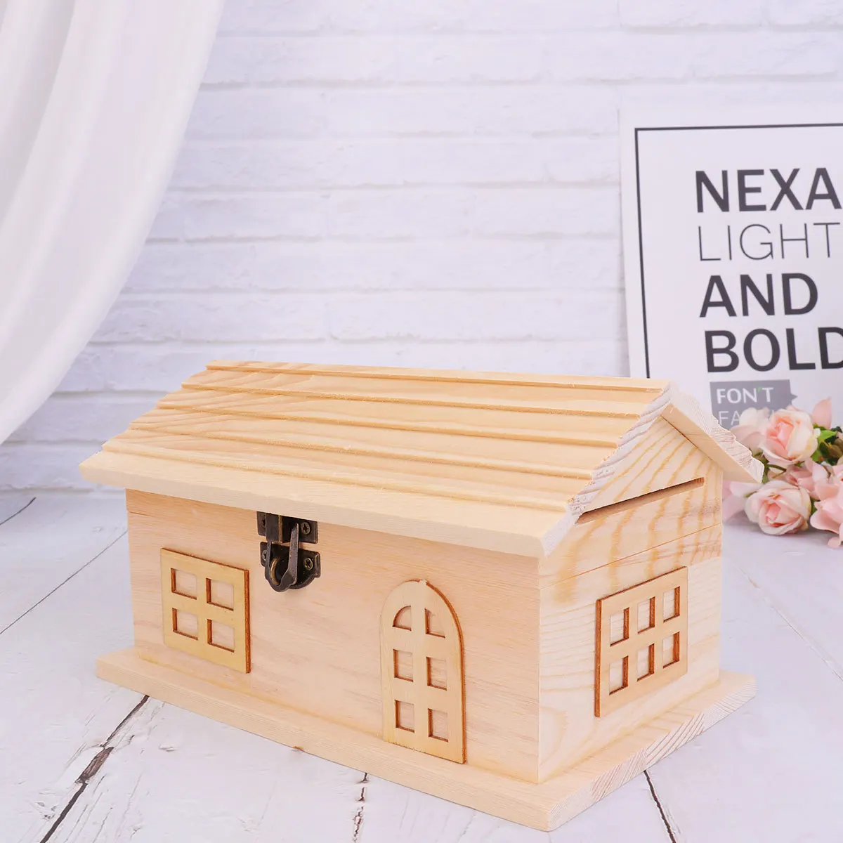 1개 나무집 모양 수납함 DIY 무도색 공예 키트 어린이 창의력 색칠 프로젝트 교육용 저금통