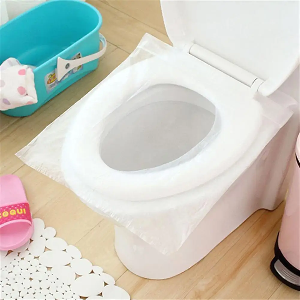 50 Pcs Disposable Toilet Seat Cover Travel Essential Accessories PE Toilet Seat Cover for Portable Travel Potty Restroom