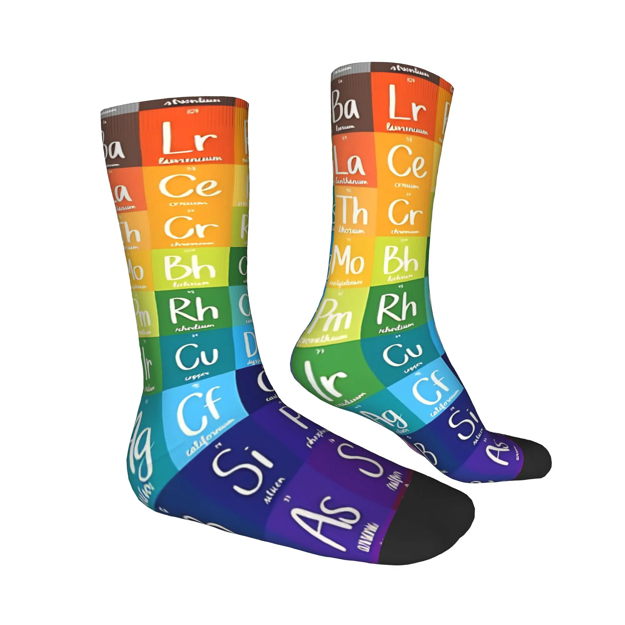 Rainbow Gradient Elements Of The Periodic Table  Stockings  Leisure Socks Men's High Quality Socks Winter Non Skid Socks Gift