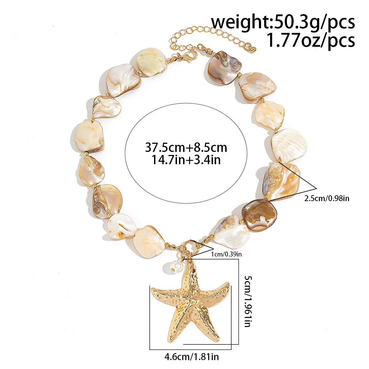 SHIXIN Beach Large Gold Color Starfish Pendant Necklace for Women Vintage Short Choker Necklace Collar Chain Jewelry on the Neck