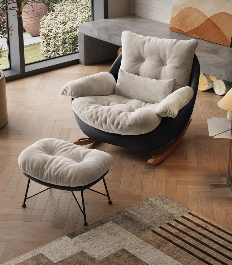 كرسي هزاز فردي إيطالي فاخر لغرفة المعيشة والشرفة كرسي ترفيهي منزلي كرسي كسول #2