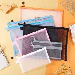 Simple Ins Transparent Net Pen Bag Student Creative Net Celebrity File Bag Student Exam Special /A6A5A4 Net Gauze Bag 1PC