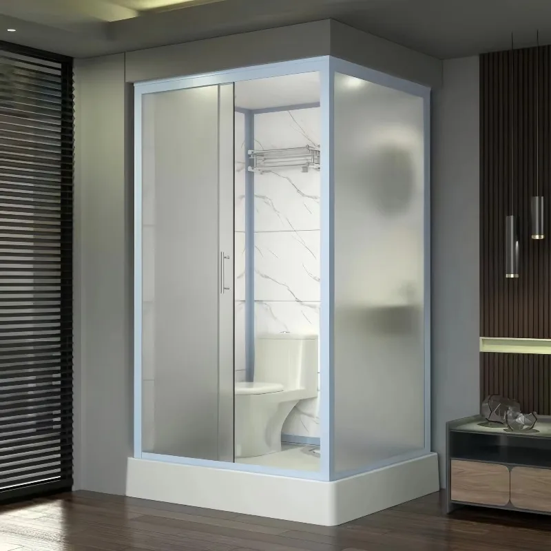 Convenient Space Saving Integrated Bathroom Prefab Container Open Sliding Design Frame Portable Shower Rooms Apartment Use