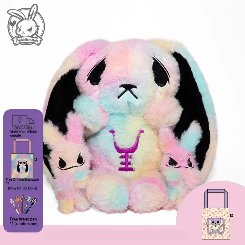 Plushie Dreadfuls Plush Bunny Rainbow Gradient Soft Stuffed Toy Anxiety Relief Stress Relief   Girls Plush Toy Enthusiasts Gift