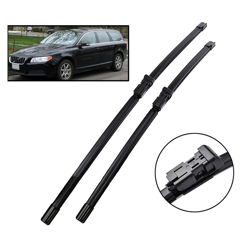 2PCS Car Front Wiper Blade Kit Windshield Wiper Strip for Volvo V70 MK3 2008-2016