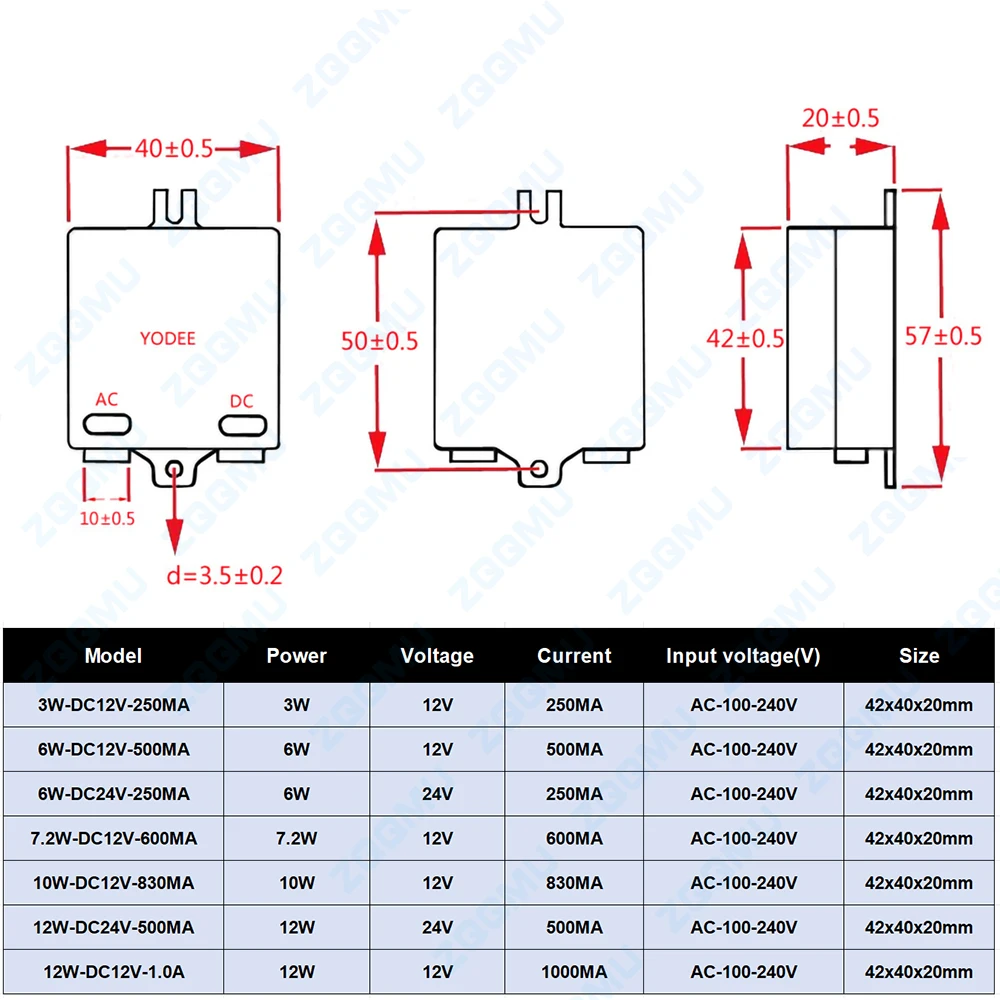 12V 24V Constant Voltage 3W 6W 7.2W 10W 12W Plastic 250MA 600MA 830MA 1000MA Constant Voltage Drive Power Supply