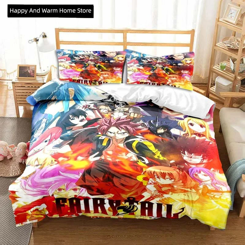 

3D аниме Fairy Tail Комплект постельного белья Кровать Комплект из трех предметов Пододеяльник Односпальная двуспальная кровать Queen Size Комплект пододеяльников для взрослых мальчиков Спальня