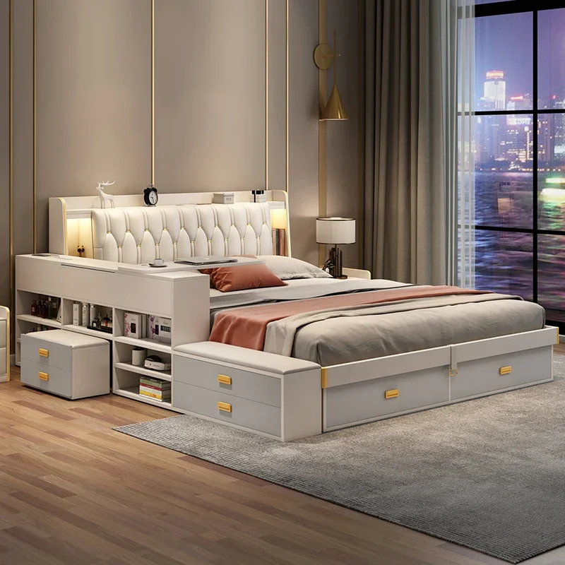 

Storage Frame Double Bed With Drawers Luxury Nordic King Size Double Bed Headboard Modern Cama Matrimonial Bedroom Furniture