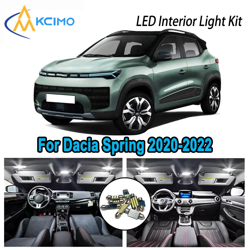 

High-Quality LED Interior Kit for Dacia Spring 2020-2022 2020 2021 2022Premium Error-Free Dome Map Trunk Automotive Lamps