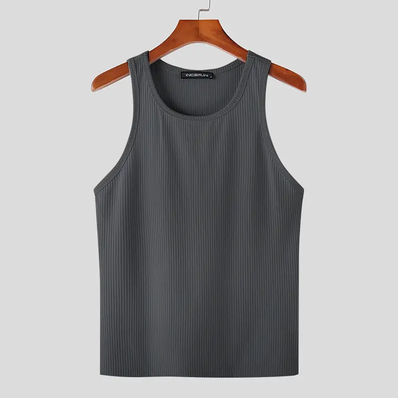 Casual Well Fitting Tops INCERUN Men's Solid Color Pinstripe Sleeveless Vests Streetwear Sports All-match Loose Waistcoat S-5XL - Image 9