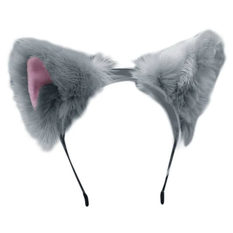 Women Realistic Furry Animal Ears Headband Anime Cosplay Hair Hoop Drop Shipping