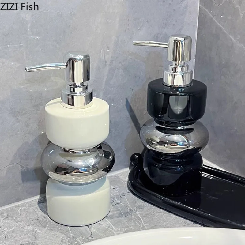 Silver-plated Ceramic Hand Soap Dispenser Hotel Hand Soap Bottle Bathroom Lotion Bottle Soap Pump Home Bathroom Accessories