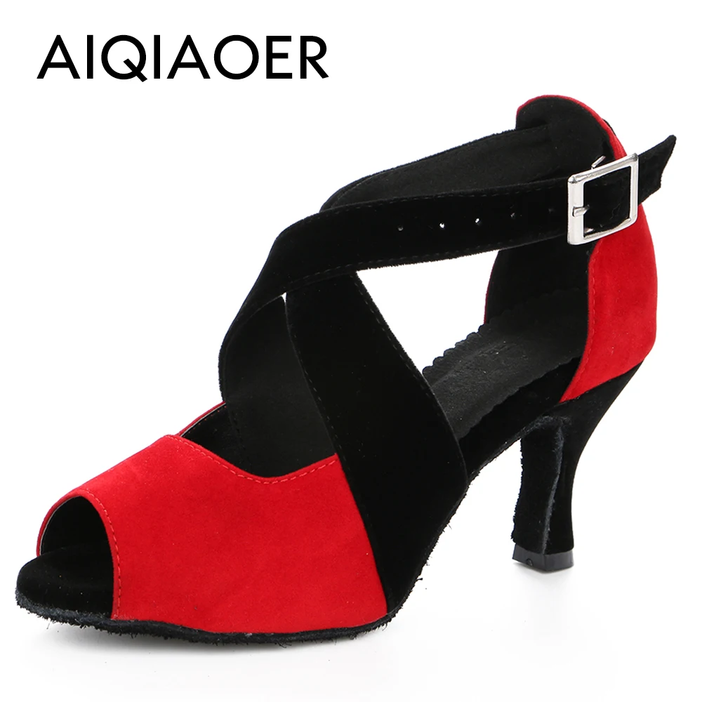 Women's Elastic Suede Fabric High-Heeled Latin Dancing Shoes, Salsa Shoes, Ballroom Shoes