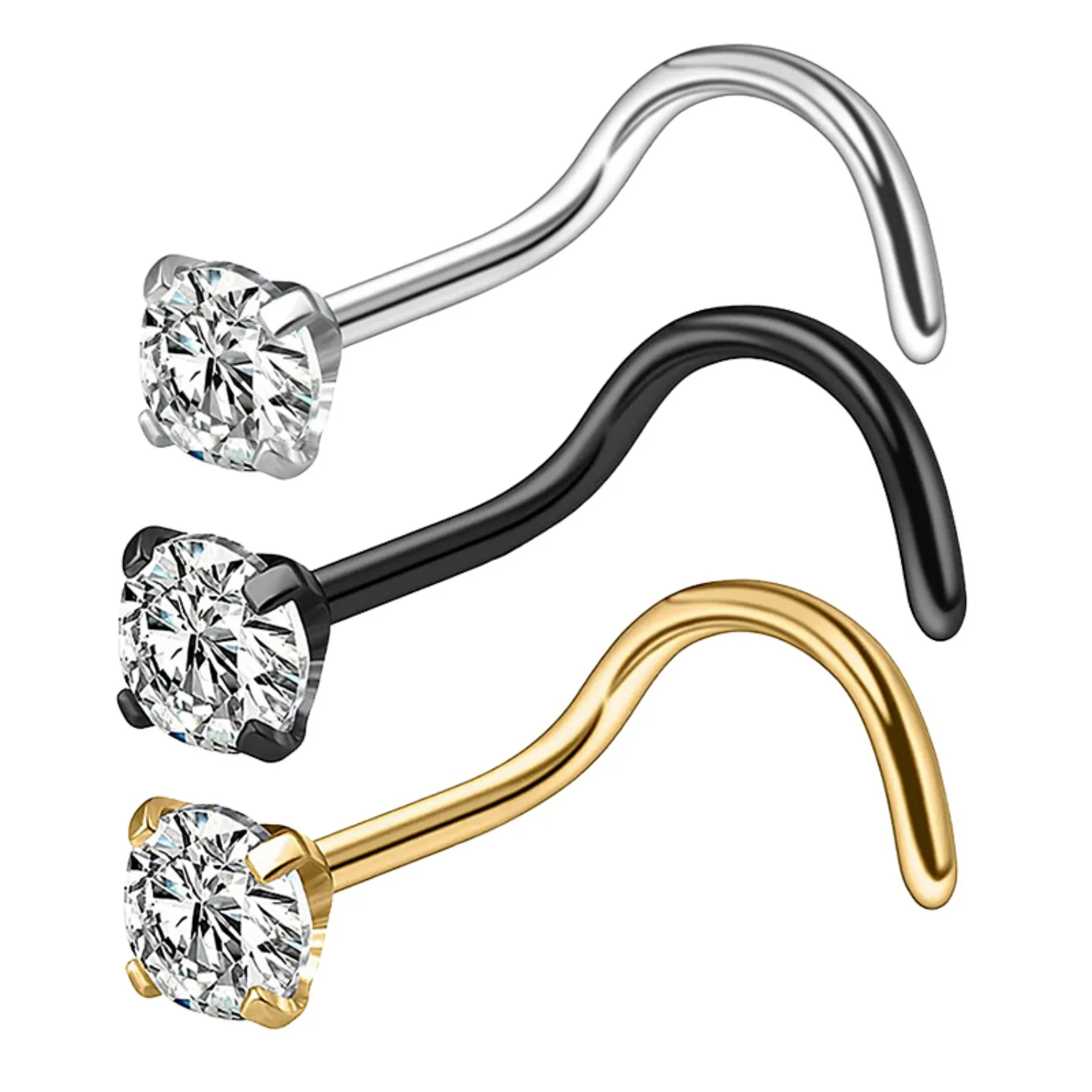 1PC de acero inoxidable cristal nariz Stud Set nariz perforación nariz anillo Nariz hueso Studs tornillos hombre mujeres Nostril cuerpo joyería regalo