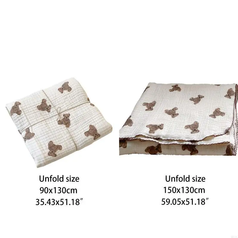 M89C طفل 2 طبقات الشاش قماط التفاف الشاش بطانية الدب طباعة مكيفة الهواء لحاف