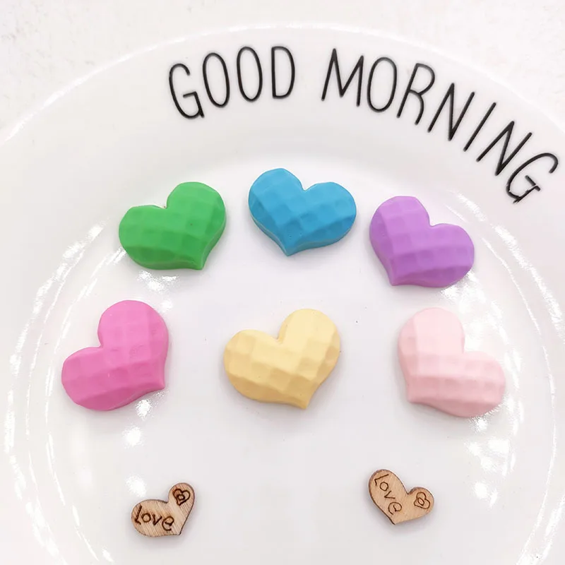 

20Pcs/Lot 2.5*2CM Resin Heart Flat Back Cabochon For DIY Children's Hair Clip Accessoires